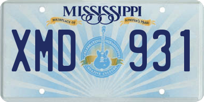 MS license plate XMD931