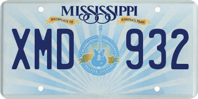 MS license plate XMD932