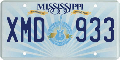 MS license plate XMD933