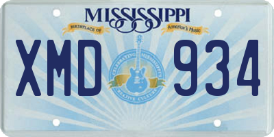 MS license plate XMD934