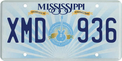 MS license plate XMD936