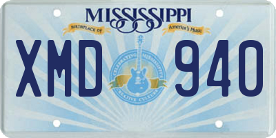 MS license plate XMD940