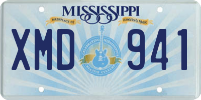 MS license plate XMD941