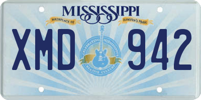 MS license plate XMD942