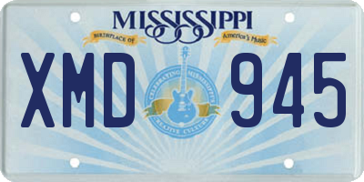 MS license plate XMD945