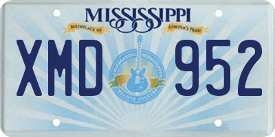 MS license plate XMD952