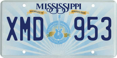 MS license plate XMD953