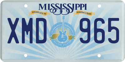 MS license plate XMD965