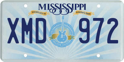 MS license plate XMD972