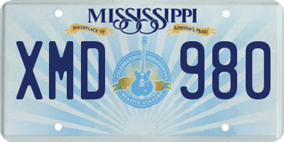 MS license plate XMD980