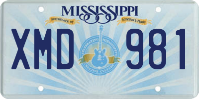 MS license plate XMD981
