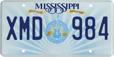 MS license plate XMD984