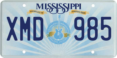 MS license plate XMD985