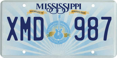 MS license plate XMD987