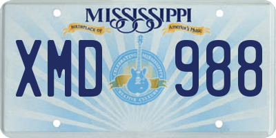 MS license plate XMD988