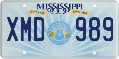 MS license plate XMD989