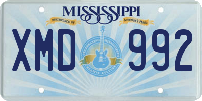 MS license plate XMD992