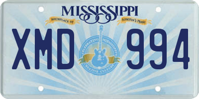 MS license plate XMD994
