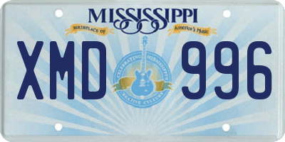 MS license plate XMD996