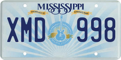 MS license plate XMD998