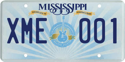 MS license plate XME001