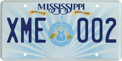 MS license plate XME002