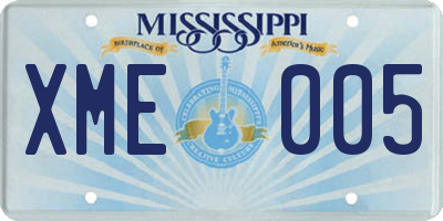 MS license plate XME005
