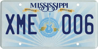 MS license plate XME006