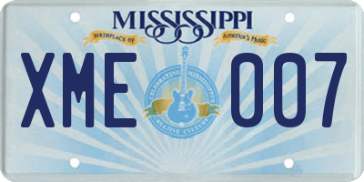 MS license plate XME007