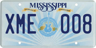 MS license plate XME008