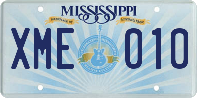 MS license plate XME010