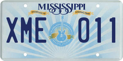 MS license plate XME011