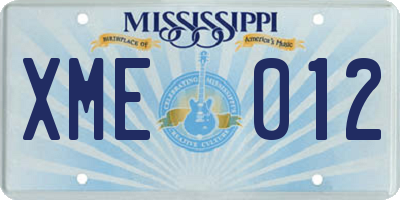 MS license plate XME012
