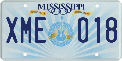 MS license plate XME018