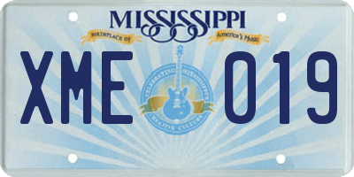MS license plate XME019