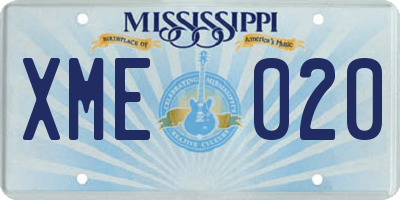 MS license plate XME020