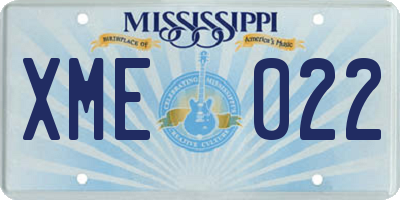 MS license plate XME022