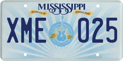 MS license plate XME025