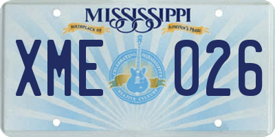 MS license plate XME026