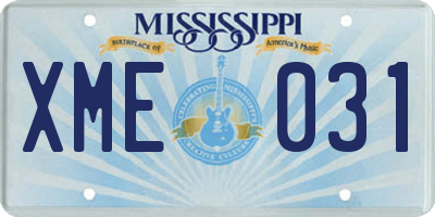 MS license plate XME031