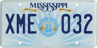 MS license plate XME032