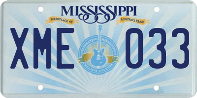 MS license plate XME033