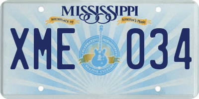 MS license plate XME034