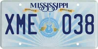 MS license plate XME038