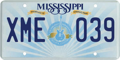 MS license plate XME039