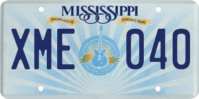 MS license plate XME040