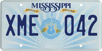 MS license plate XME042