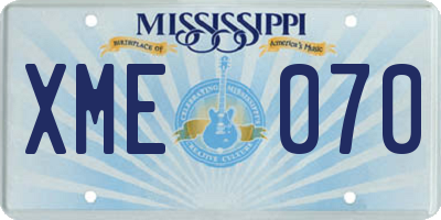 MS license plate XME070