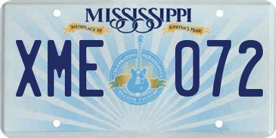 MS license plate XME072
