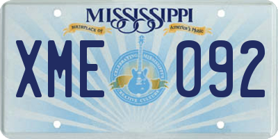 MS license plate XME092